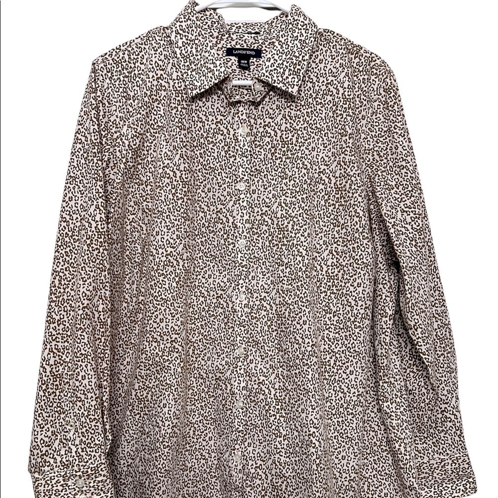 Lands end cheetah print button down top 18W